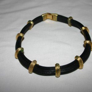Neck Piece:  Black & Gold Choker/Dog Collar Style